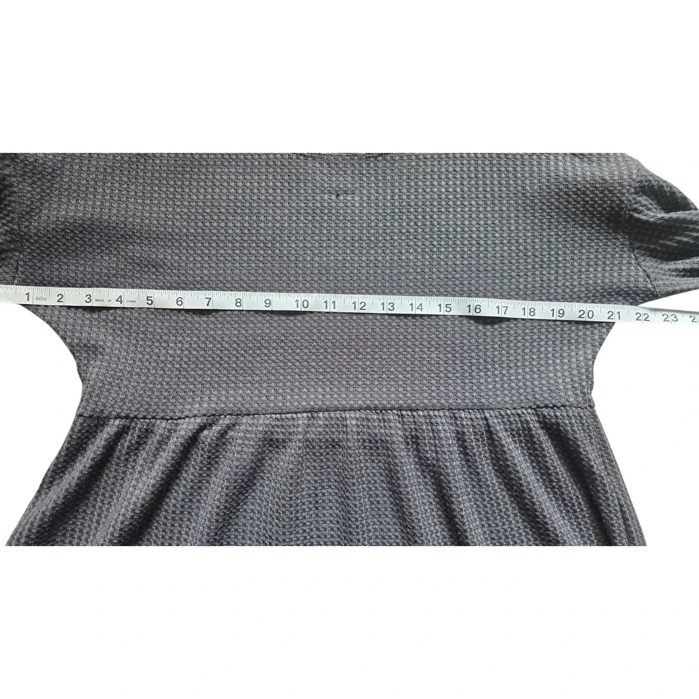 Knox Rose Waffle Knit Tunic Top Long Sleeve Babydoll‎ Style Gray X Small